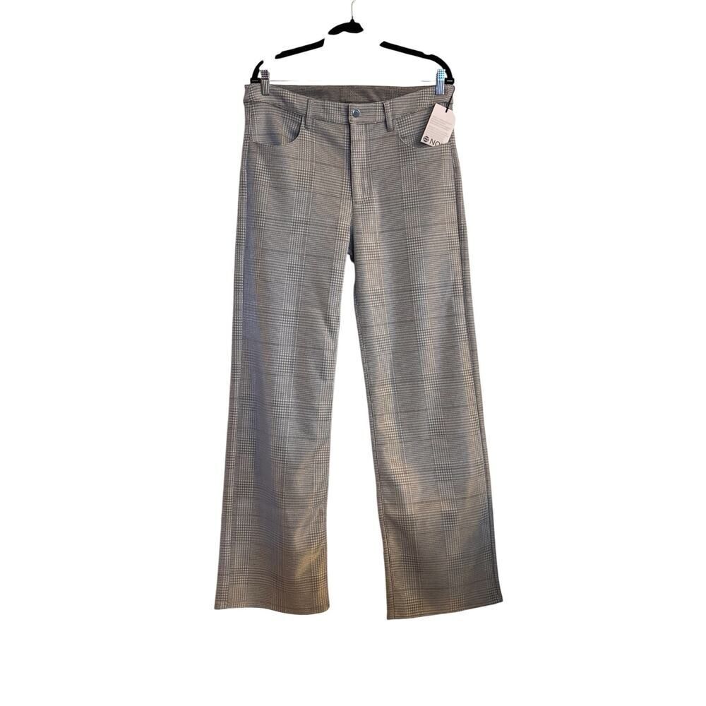 Noli NWT Silver Plaid Straight Leg Pants High Rise Stretch Medium